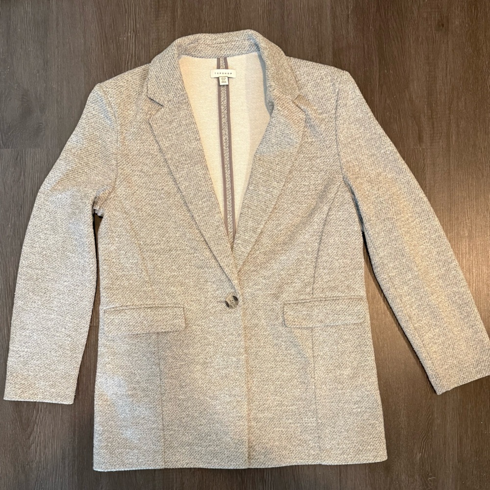 Topshop Gray Blazer Classic Notched Lapel Tailored